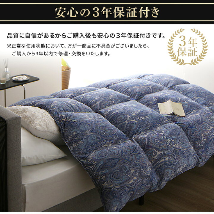 楽天市場】羽毛布団 掛け布団 シングル ネイビー ダウン90% 350dp 