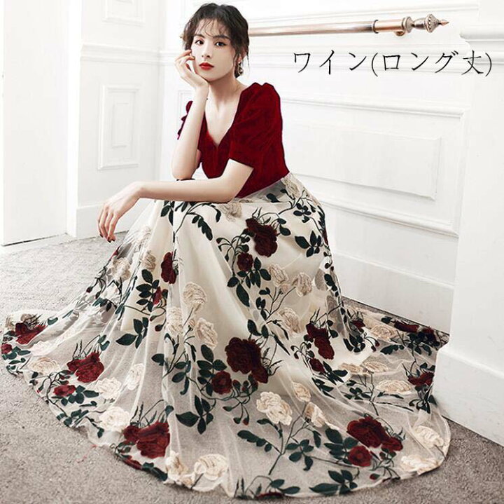 住商オットー 花柄 ベルベット キャミロングドレス ラメ入り（楽天市場 