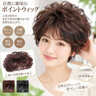 ポイントウィッグ 部分ウィッグ ショート 人毛100％ トップピース パーマ カールウィッグ 白髪隠し 薄毛…