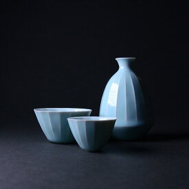 【共箱付】青白磁酒器揃（IH-006）　　作家「市川博一」