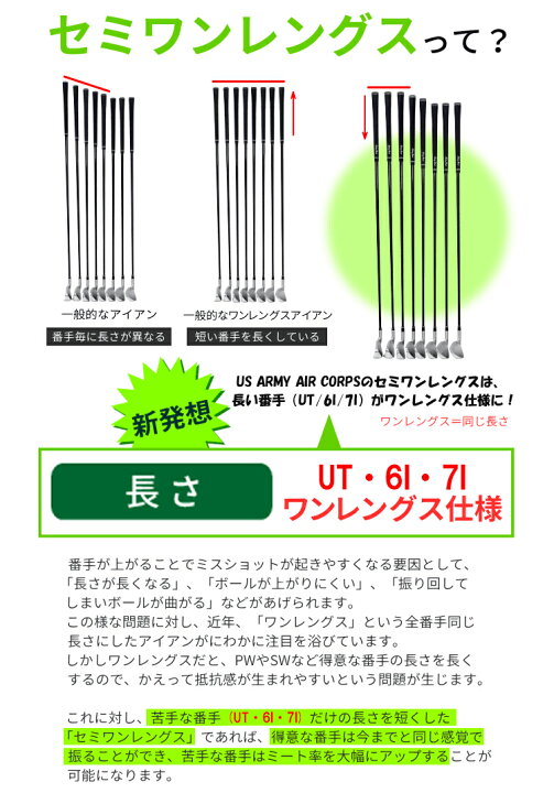 楽天市場】レフティー US ARMY AIR CORPS ゴルフクラブセット 9本組 