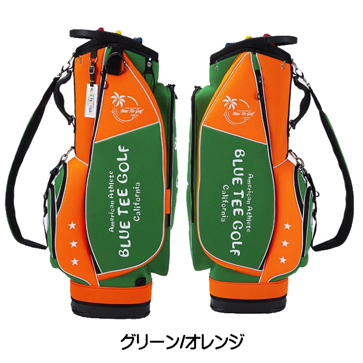 BLUE TEE GOLF グリーンキャディバッグ BLUE TEE GOLF ブルーティーゴルフ ネオプレン ストレッチ素材 9
