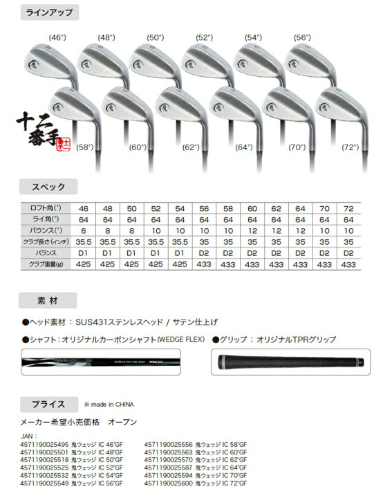 楽天市場】鬼スピン ウェッジ ゴルフクラブ 角溝 スピン Wedge 強烈な 