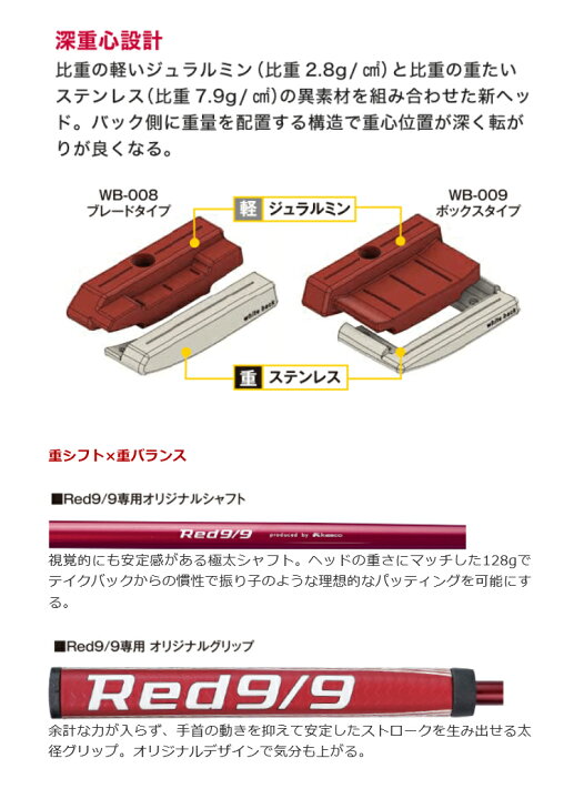楽天市場】日本正規品 キャスコ ゴルフ RED9/9 WB-008 WB-009 ブレード 