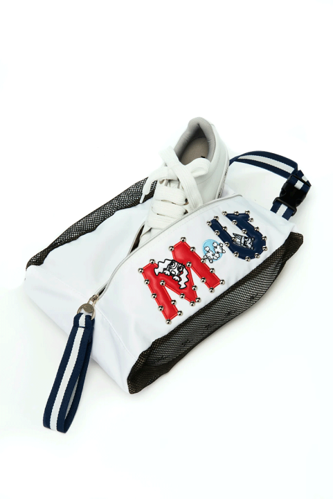 着後レビューで MU SPORTS スポーツ 大胆ロゴ柄 シューズケース ゴルフ