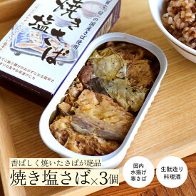 焼き塩さば 3個 | 国産 無添加 さば 鯖 鯖缶 塩サバ 缶詰 保存食 非常食 ごはんのお供 ご飯のお供 レトルト加工 防災 キャンプ アウトドア