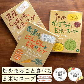 のらくら農場畑をまるごと食べる玄米のスープ150g（3種ミックス×6個/各種単品×6個） 香り豊かなにんじんと玄米のスープ 濃厚じゃがいもと玄米のスープ 熟成かぼちゃと玄米のスープ | 長野県産 無農薬 有機 野菜 栽培 ポタージュ 人参 南瓜 馬鈴薯 野菜スープ 朝食 ヘルシー