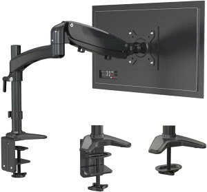 SHOPPINGALL カナダが愛した初心者用 モニターアーム ディスプレイアーム ガス スプリング モニター アーム 32インチ対応 耐荷重0〜8kg グロメット式&クランプ式 VESA対応 日本語説明書・動画付