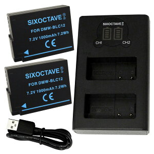 SIXOCTAVE DMW-BLC12 �݊��o�b�e���[ 2�� & �f���A�� USB �}���݊��[�d�� �J�����o�b�e���[�`���[�W���[ DMW-BTC6 ��3�_�Z�b�g �p�i�\�j�b�N ���� ���~�b�N�X DMC-GH2 DMC-G6 DMC-G7 DMC-G5 DMC-FZ200 DMW-FZ300 DMC-FZ1