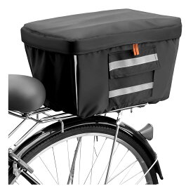 自転車 カゴカバー 後ろ 防水 2段式 容量アップ 撥水加工 止水ファスナー 反射帯付き リアバスケットカバー 荷物保護 雨よけ カバー 後ろカゴ用 装着簡単 自転車アクセサリー サイクル用品
