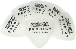 �y���K�i�z ERNIE BALL 9338 �M�^�[�s�b�N WHITE LARGE SHIELD PRODIGY �g���C�A���O�� ���[�W 2.0mm �f������ �z���C�g 6�� �p�b�N