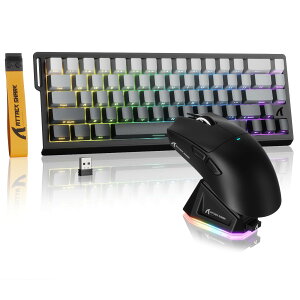 ATTACK SHARK X68PROHE ���s�b�g�g���K�[2in1���C�Q�[�~���O�L�[�{�[�h�}�E�X�Z�b�g 3���[�h RT0.01mm 8Khz RGB ���C�����X/�L��/BT ���C�X�C�b�` 0.125ms�f�B���C PBT �X�[�p�[���C�g X11�Q�[�~���O�}�E�X 60