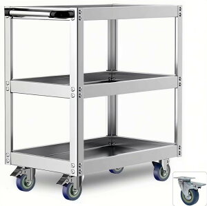 TUIYIDUO �X�e�����X���c�[���J�[�g �H��J�[�g 3�i�y�ω׏d200kg�z�H��S�� �����p���S�� �L���X�^�[�t�� DIY �c�[����� 3�C���`�u���[�L�z�C�[�� ���[ �^�� ���� ��� ������ �K���[�W �q��