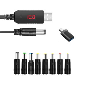 Raeisusp QC 3.0 USB - DC 5V-12V ���߉\�ȓd���X�e�b�v 0.2V �d���P�[�u�� 8 �R���o�[�^�[ WiFi���[�^�[ �X�s�[�J�[ �t�@�� �J���� �_�~�[�o�b�e���[�p