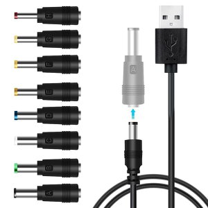LeTradeJP USB �d���P�[�u�� �ϊ��v���O�t�� 1m 5V2A�A�_�v�^�[�ϊ��� DC�[�d�R�[�h 1�{+8�ϊ��v���O �I���W�i���R�l�N�^: 5.5*2.1mm �r�f�I�J���� ��@ ���o�C���o�b�e���[�ɍœK