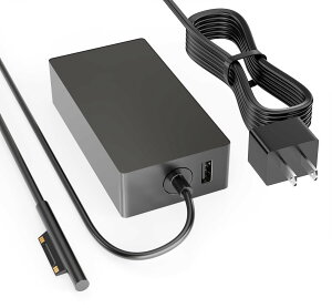 UNAWUDOH �݊�Surface Pro �[�d�� USB�|�[�g�t�� 65W �ėp AC�A�_�v�^�[ �T�[�t�F�X �d���A�_�v�^�[ Surface Pro 9 / 8 / 7 / 6 / 5 / 4 / 3 / X �Ή� Surface Laptop 5/4/3/2/1 / Surface Book/Go ���ɑΉ� 15V 4A ���C�z�� 44W 36W