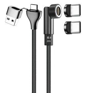 USB-A/C���p��(2m)+Type-C�[�q×2�� ��7PIN �}�O�l�b�g �}���[�d �P�[�u�� �X�}�z �ėp �f�[�^�`���Ή� ���C ���E�� �h�o Android �^�C�v-C �}�C�N��-USB-C-micro-a-b �R�l�N�^�[ ���� ���� �⋭�X�g���[�g