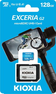 �L�I�N�V�A KIOXIA microSD�J�[�h 128GB microSDXC EXCERIA G2 UHS-I U3 V30 4K UltraHD�Ή� R:100MB/s W:50MB/s A1�Ή� SD�ϊ��A�_�v�^�[�t LMEX2L128GG2[���s�A���i]