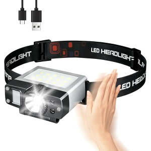 LED�w�b�h���C�g �[�d�� �y2026�v�V��2500���[�������y��41g�z �����P�x USB-C ��ڐG�Z���T�[ ���� 3���i���C��/�L�p/�ԐF�h���j 180°���� IP65�h�� �d�r�� LED �w�b�h�����v ���y��41g ����