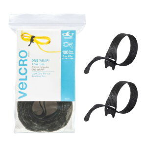 �x���N�� Reusable Self-Gripping Cable Ties 1/2 x Eight Inches Black 100 Ties/Pack