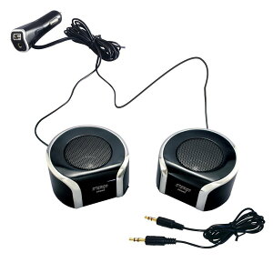�ԓ��p�X�s�[�J�[ �X�e���I�Đ� 3W USB�|�[�g �ő勖�e�o�͓d��2.4A DC12V �C���~�����v���� �X�s�[�J�[�R�[�h��1m ��3.5�X�e���I�~�j�v���O�R�[�h��1m PC ABS �X�`�[�� �u���b�N