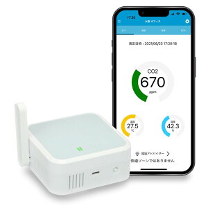 ��_���Y�f�Z�x�v CO2�Z���T�[ �����x�v�� ���O���W �A���[�g�ʒm Wi-Fi�ڑ� Windows PC iOS Android�Ή� �A�v���A�� LED�\�� �Ǌ|�� ���u���Ή�
