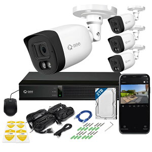 �h�ƃJ���� 4��Z�b�g NVR �l�b�g���[�N�J���� ���O���� PoE�Ή� 5MP �W�� �}�C�N���� �X�|�b�g���C�g���� IP67 �^��@ 2TB����