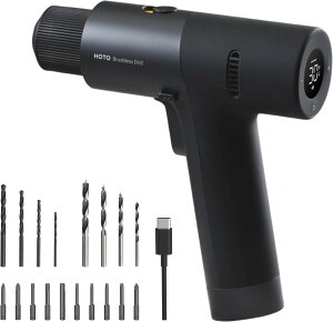 HOTO 12V �u���V���X�h�����h���C�o�[ �ő�30N�EM�g���N 10�{S2�����|�r�b�g 1400rpm 2000mAh ��e�� �o�b�e���[ 30�i�K�g���N���� HD LED�f�B�X�v���C Type-C�[�d �������H�p �؍މ��H�p