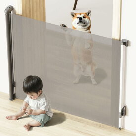 ベビーゲート ロール式 階段用 穴あけ不要 ベビーフェンス 巻き取り式 ネジ付け可&貼り付け可 安全ロック機能 走防止ゲート ペット柵 階段上 室内 玄関 台所 キッチン 日本語説明書付き