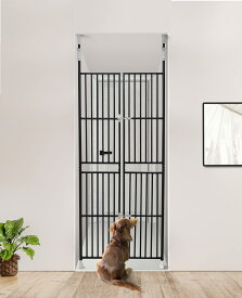 OSJ ペットケージ ペット用 ハイタイプ 高さ調節対応 191～255cm ドア ケージ 取付幅85～91cm 留守番 保護 ネコ 脱走防止 柵 フェンス 猫用 多頭飼い 多頭 通風性 180度開閉 逃亡防止柵 スチール 新