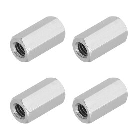 六角ナット 1/4-20UNC カップリング長ナット 全ねじロッド結合用 304ステンレス鋼 シルバー