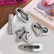 星 ハート ヘアピン 銀色 シルバー 絵文字 ヘアクリップ 子供 こども ジュニア ポニーテール ツインテー…