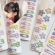 ヘアピン 子供 キッズ おしゃれ 星 小学生 女の子 リボン 10個セット カーブ ヘアアクセ カラー カラフル…