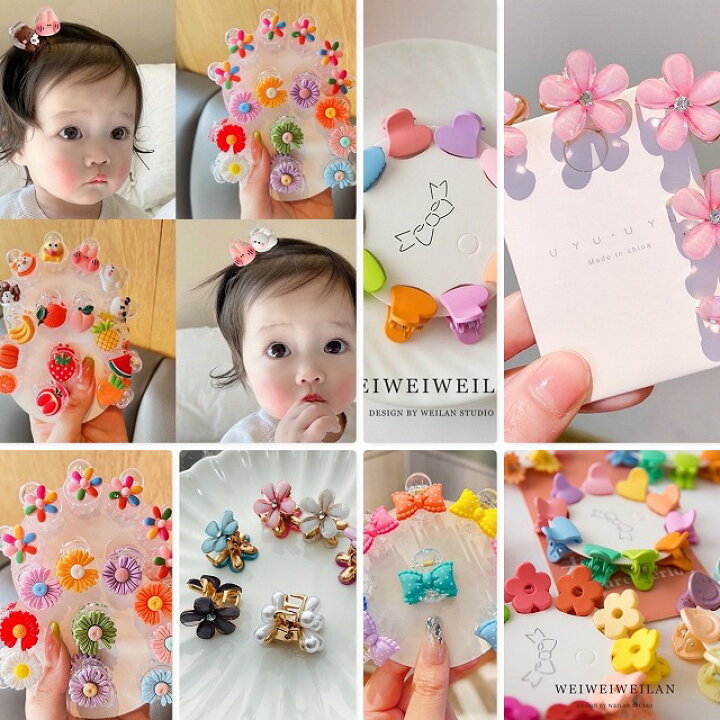 楽天市場】ヘアクリップ ミニ 三角 キッズ 花 リボン パール キラキラ  
