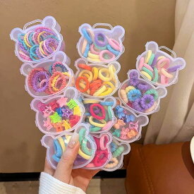 【ハート型のケース付き】ヘアゴム キッズ 収納 ケース ヘアクリップ ミニ セット ヘアピン 子供用 女の子 ベビー 赤ちゃん ハート 星 大人っぽい ハロウィン コスプレ 髪留め 髪飾り ヘアアクセ ハーフツイン ケース プチプラ