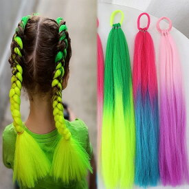 グラデーション色 エクステ キッズ ポニテウィッグ ポニーテール ウィッグ つけ毛 ダンス 巻き髪 パーマ ダンス ヒップホップ 韓国風 子供 ジュニア ヘアアクセ カラフル カラー ウェーブ ヘアカール ヘアアレンジ アレンジ かわいい yuyumo ヘアアクセサリー ツインテール