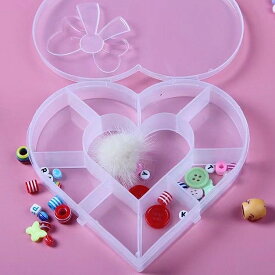 【ハート型のヘアアクセケース】ヘアゴム ケース 入れ物 箱 クリアケース ヘアアクセサリー ヘアアクセ ヘアピン ヘアクリップ ビーズ パーツ かわいい デコレーション 収納ボックス
