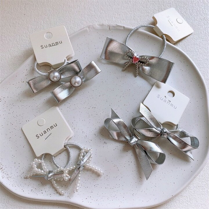 楽天市場】銀色 シルバー リボン パーツ パール ラインストーン  