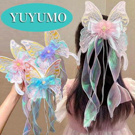 アンジュ リボン リボンバレッタ レース リボン 大きめ リボンヘアピン ダブルリボン チュール 編み込み ゴム キッズ 子供 ジュニア ヘアアクセ ヘアアレンジ アレンジ 大きなリボン かわいい yuyumo 三つ編み ヘアアクセサリー