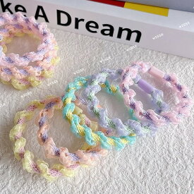 ヘアゴム 太め 太い ゴム キッズ 髪に優しい 5色セット やわらかい 絡まりにくい 保育園 人気 まとめ買い ダンス 発表会 子供 こども ジュニア オーガンジー ポニーテール ツインテール ヘアアクセ ヘアアレンジ アレンジ かわいい yuyumo ヘアアクセサリー