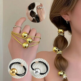 金 銀 ゴールド シルバー 球 玉 ビーズ 大 ヘアゴム 5cm 太め 太い ゴム キッズ 髪に優しい やわらかい 絡まりにくい 人気 発表会 子供 こども ジュニア パイルゴム ポニーテール ツインテール ヘアアクセ ヘアアレンジ アレンジ かわいい yuyumo ヘアアクセサリー