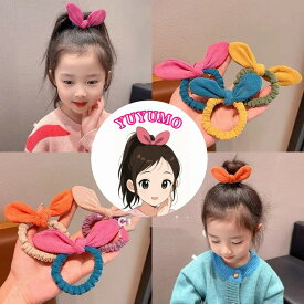うさ耳 リボン ヘアゴム リボンゴム キッズ 髪に優しい 絡まりにくい 保育園 髪が多い子向け 人気 発表会 子供 こども ジュニア パイルゴム ポニーテール ツインテール ヘアアクセ ヘアアレンジ アレンジ かわいい yuyumo ヘアアクセサリー