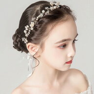 子供 ティアラ カチューシャ パール 花冠 ヘッドドレス ヘアアクセサリー 女の子 髪飾り 結婚式 発表会 …