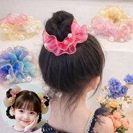 シュシュ パール グラデーション ヘアゴム 大人 ヘアアクセサリー 上品 おしゃれ 髪留め まとめ髪 ポニー…