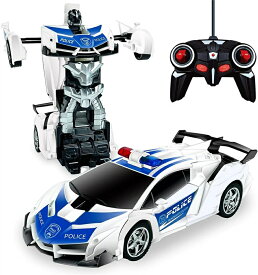 ラジコンカー 変形 ロボット 車おもちゃ スタントカー ロボットに変身できる LED搭載 360度回転 こども向け 子供おもちゃ 誕生日 クリスマス プレゼント