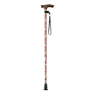 スマイルステッキ(伸縮・細身) AS-20RF 赤花柄 マキテック