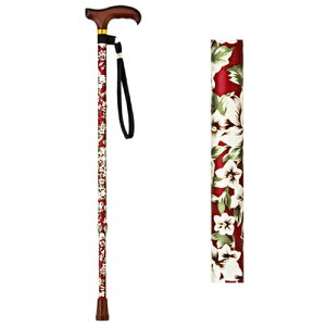 SKステッキ AS-80RE(N) (伸縮・細身) 赤花柄 マキテック