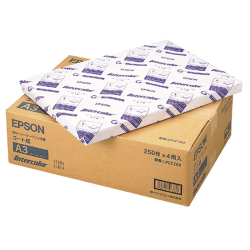 印刷用コート紙の風合いを持つ、レーザープリンター専用紙 カラーレーザープリンター用コート紙 A3 1箱(1000枚:250枚×4冊) LPCCTA3 エプソン