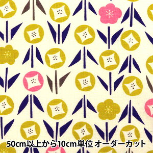 【数量5から】 生地 『ドビー 七宝フラワー マスタード AP15906-1B』
