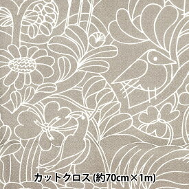 生地 『boras cotton(ボラスコットン) ハーフカットクロス 約70cm×100cm ツイッターズII ベージュ C-8405-165』